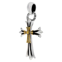 Load image into Gallery viewer, Sterling Silver Bi-Color Oxidized Cross Pendant