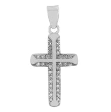 Load image into Gallery viewer, Sterling Silver Micro Pave CZ Cross Pendant-12mm Width