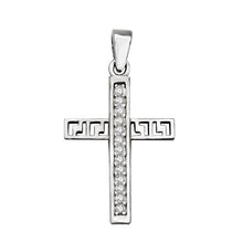 Load image into Gallery viewer, Sterling Silver CZ Cross Pendant Width-16mm, Height-1 1/8inch