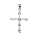 Sterling Silver Cross Trapezoid CZ Pendant Width-22mm, Height-1.5inch