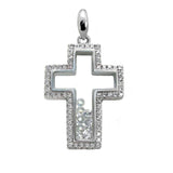 Sterling Silver Cubic Zirconia Floating Style Pave CZ Cross Pendant