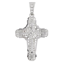 Load image into Gallery viewer, Sterling Silver Clear CZ Hip Hop Cross Pendant Weight-31.8gram, Width-44mm, Length-3inch