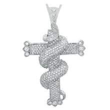 Load image into Gallery viewer, Sterling Silver Micro Pave CZ Hip Hop Cross Pendant Weight-47gram, Width-52mm, Length-3 3/8inch