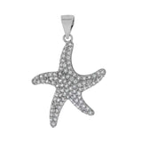 Sterling Silver Micro Pave Clear Cz Starfish Pendant with Pendant Dimensions of 23MMx31.75MM