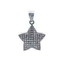 Load image into Gallery viewer, Sterling Silver Micro Pave Clear Cz Star Pendant with Pendant Dimension of 16MMx19.05MM