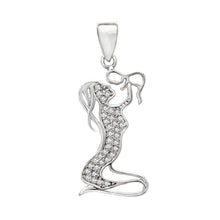 Load image into Gallery viewer, Sterling Silver Rhodium Mother And Child CZ Pendant Width-11.8mm, Height-1 2/8inch