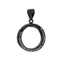 Load image into Gallery viewer, Sterling Silver Black Rhodium CZ Interlocking Circle PendantAnd Diameter 17.5mm