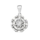 Sterling Silver Small CZ Cocktail Rhodium Pendant Height-5/8inch, Diameter-10mm