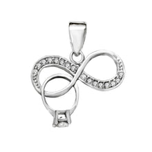 Load image into Gallery viewer, Sterling Silver Rhodium Infinity Solitaire Ring CZ Pendant Width-19mm, Height-7/8inch