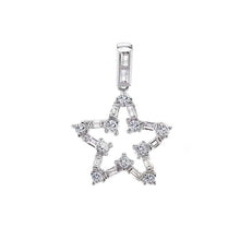 Load image into Gallery viewer, Sterling Silver Round &amp; Baguette CZ Star Pendant And Width 1/2 inch