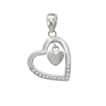 Load image into Gallery viewer, Sterling Silver Heart Rhodium Pendant Width-14.6mm, Height-7/8inch