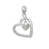 Sterling Silver Heart Rhodium Pendant Width-14.6mm, Height-7/8inch