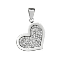 Load image into Gallery viewer, Sterling Silver Rhodium Micro Pave CZ Heart Pendant Width-19mm, Height-1inch