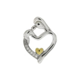 Sterling Silver Mother and Child CZ Heart Gold Plated Rhodium Pendant
