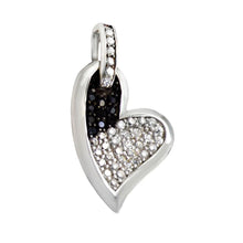 Load image into Gallery viewer, Sterling Silver Black and White Micro Pave CZ Heart Pendant