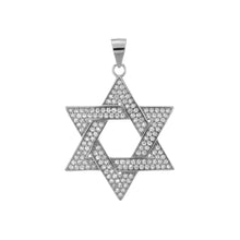 Load image into Gallery viewer, Sterling Silver Micro Pave Star Of David Pendant Width-25.4mm, Height-1.5inch