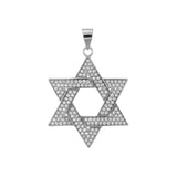 Sterling Silver Micro Pave Star Of David Pendant Width-25.4mm, Height-1.5inch