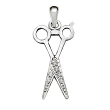 Load image into Gallery viewer, Sterling Silver Rhodium Scissor Pendant Width-15mm, Height-1 2/8inch