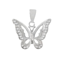 Load image into Gallery viewer, Sterling Silver Cubic Zirconia Butterfly Pendant Width-17.3mm, Height-6/8inch