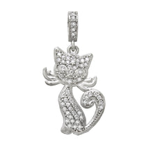 Load image into Gallery viewer, Sterling Silver Micro Pave CZ Cat Pendant