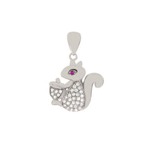 Load image into Gallery viewer, Sterling Silver Squirrel CZ Pendant Width-17mm, Height-1inch