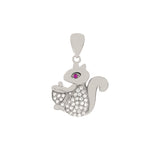 Sterling Silver Squirrel CZ Pendant Width-17mm, Height-1inch