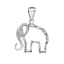 Load image into Gallery viewer, Sterling Silver Rhodium Elephant Outline Shape Pendant Width-17mm, Height-1inch