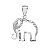 Sterling Silver Rhodium Elephant Outline Shape Pendant Width-17mm, Height-1inch
