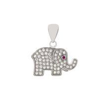 Load image into Gallery viewer, Sterling Silver Pave CZ Elephant Pendant Width-18mm, Height-7/8inch