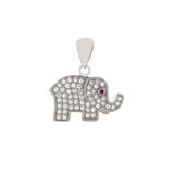 Sterling Silver Pave CZ Elephant Pendant Width-18mm, Height-7/8inch