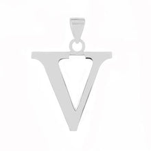 Load image into Gallery viewer, Sterling Silver Polish Initial V Pendant