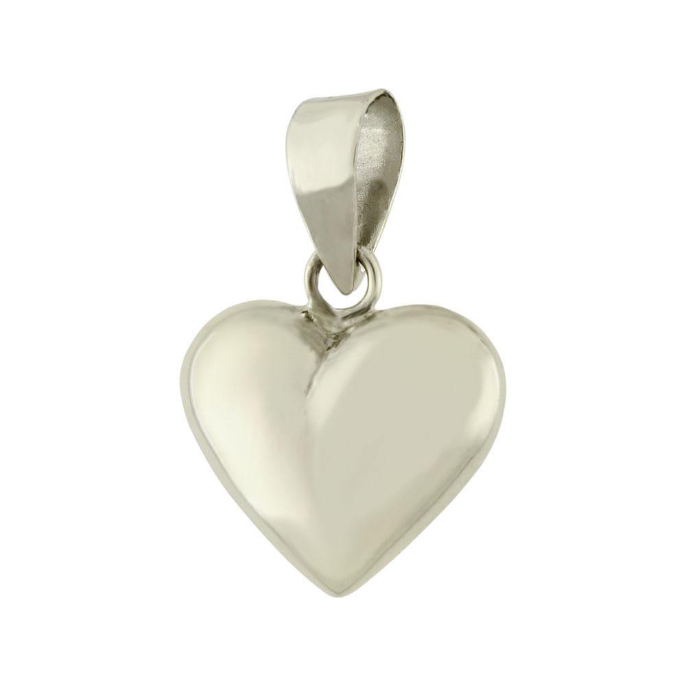Sterling Silver Puff Heart Pendant - silverdepot