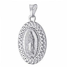Load image into Gallery viewer, Italian Sterling Silver Lady of Guadalupe Oval Medal PendantAnd Weight 8.3gramAnd Length 1 5/8 inchesAnd Width 22m