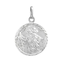 Load image into Gallery viewer, Sterling Silver Saint Christopher Medal Pendant Height-1 2/8inch, Diameter-20mm
