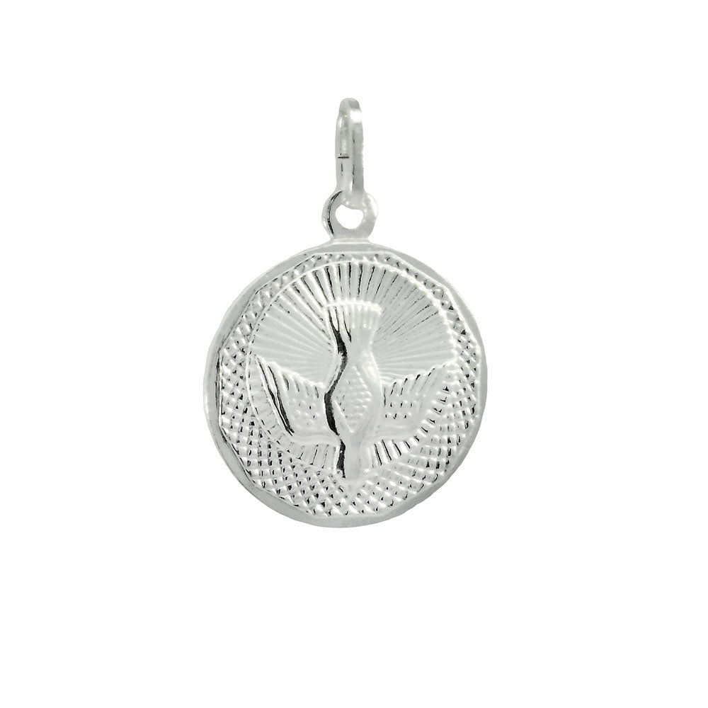 Sterling Silver Holy Spirit Medal Pendant Height-1inch, Diameter-15mm