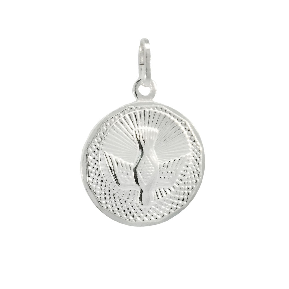 Sterling Silver Holy Spirit Medal Pendant Height-1inch, Diameter-17.5inch