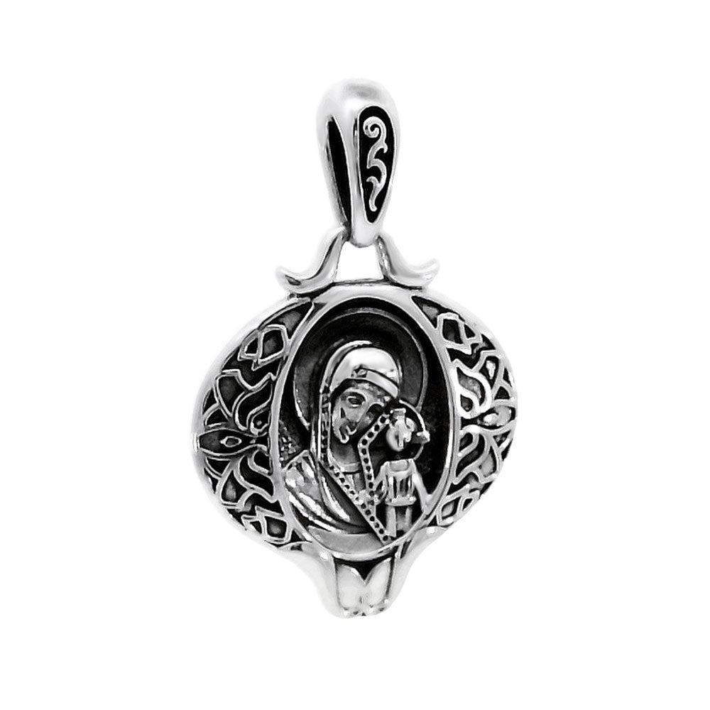 Sterling Silver Oxidized Madonna And Child Pendant Weight-10.3gram, Width-26mm, Height-1 5/8inch