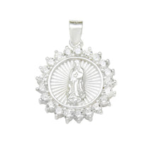 Load image into Gallery viewer, Sterling Silver Lady Of Guadalupe With Cubic Zirconia Pendant