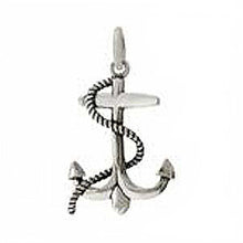 Load image into Gallery viewer, Sterling Silver Mariner Anchor Oxidized Pendant