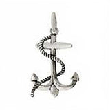Sterling Silver Mariner Anchor Oxidized Pendant