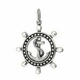 Sterling Silver Mariner Anchor-Wheel Oxidized Pendant