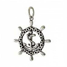 Load image into Gallery viewer, Sterling Silver Mariner Anchor-Wheel Oxidized Pendant