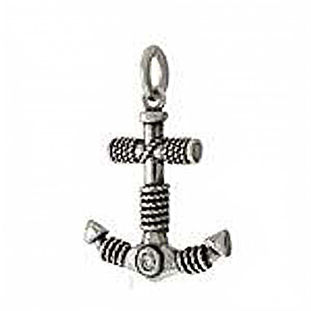 Sterling Silver Anchor Mariner Oxidized Pendant