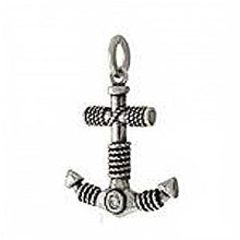 Load image into Gallery viewer, Sterling Silver Anchor Mariner Oxidized Pendant