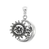 Sterling Silver Oxidized Double Sided Moon Sun Pendant Weight-13.5gram, Width-27.4mm, Height-1.5inch
