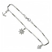 Load image into Gallery viewer, Italian Sterling Silver Fancy Chain With Dangle Charms Anklet And Weight 4.5 gram