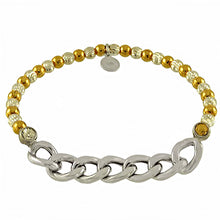 Load image into Gallery viewer, Italian Sterling Silver Gold Plated Beads and Curb Chain Bracelet with Bracelet Length of 177.8MM