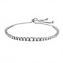 Load image into Gallery viewer, Sterling Silver CZ Tennis Adjustable Bracelet And Width 3.8 mm