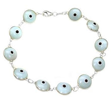 Load image into Gallery viewer, Sterling Silver Light Blue Evil Eye Bracelet