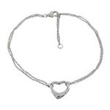 Load image into Gallery viewer, Sterling Silver Floating Heart with 2 Strands Rolo D/C Rhodium Bracelet